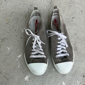 Prada gray suede low tops